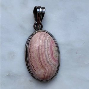 Sterling Silver .925 Pendant Pink Healing Stone